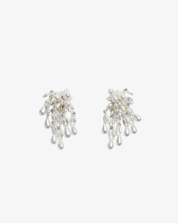 SIMONE ROCHA - Women's Wilted Chandelier Earrings - (White) AW26 ERG615 0904-AW26-PEARL/CRYSTAL