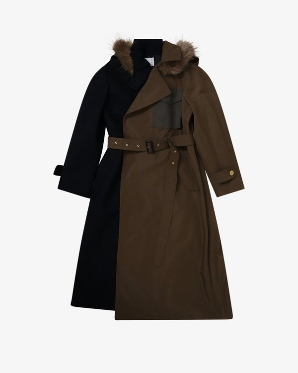 SACAI - Women's Wool Flannel X Taffeta Bonding Coat - (Brown)