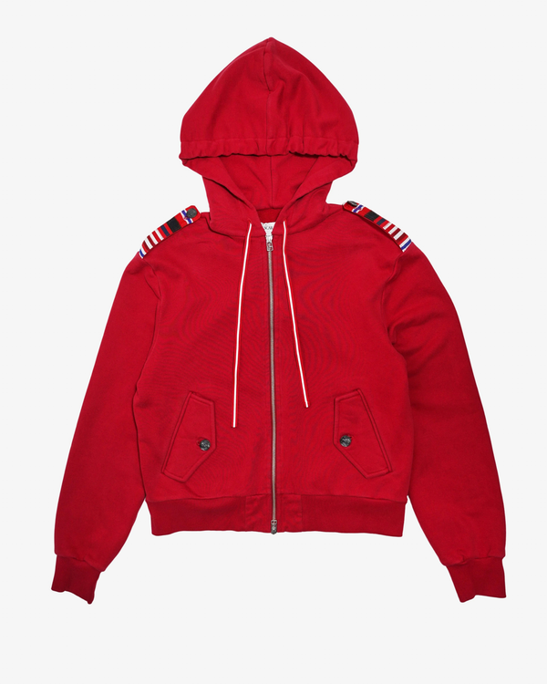 OSCAR OUYANG - Men's Zip-Up Military Badge Hoodie - (Red)