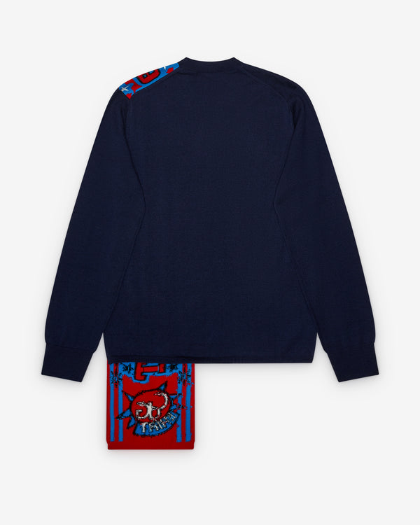 CDG Shirt - Men's Vertical Color Label Sweater - (Navy)