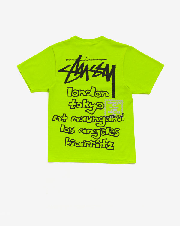 Stüssy - Men's Always Do What You Should Do World Tour Tee - (Lime)