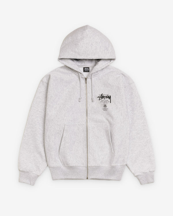 Stüssy - Men's World Tour Zip Hood - (Ash Heather)