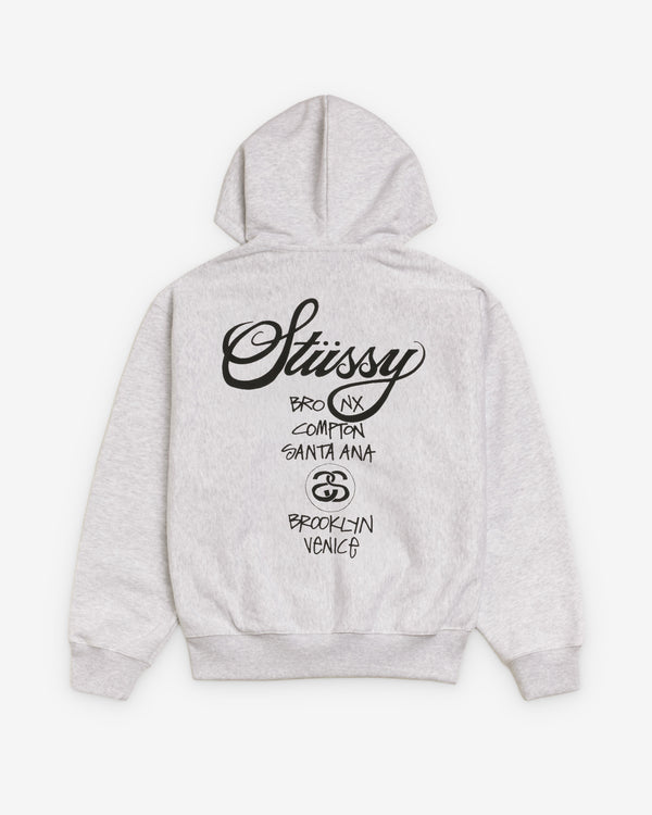 Stüssy - Men's World Tour Zip Hood - (Ash Heather)