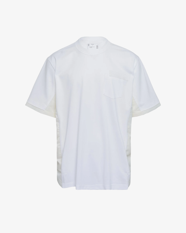 SACAI - Men's Nylon Twill X Cotton Jersey T-Shirt - (Off-White)