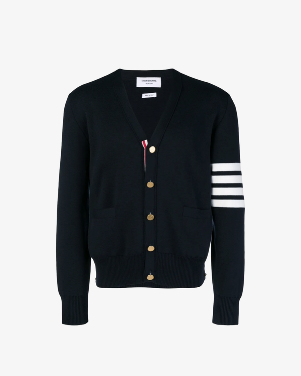 Thom Browne_Thom Browne - Men's Milano Stitch V Neck Cardigan - (Navy)_CARDIGANS