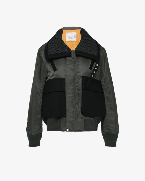 SACAI - Women's Nylon Twill X Wool Melton Blouson - (Khaki)