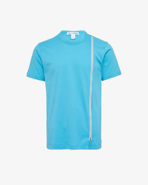 CDG Shirt - Men's Cotton Tee W Zipper - (Light Blue)
