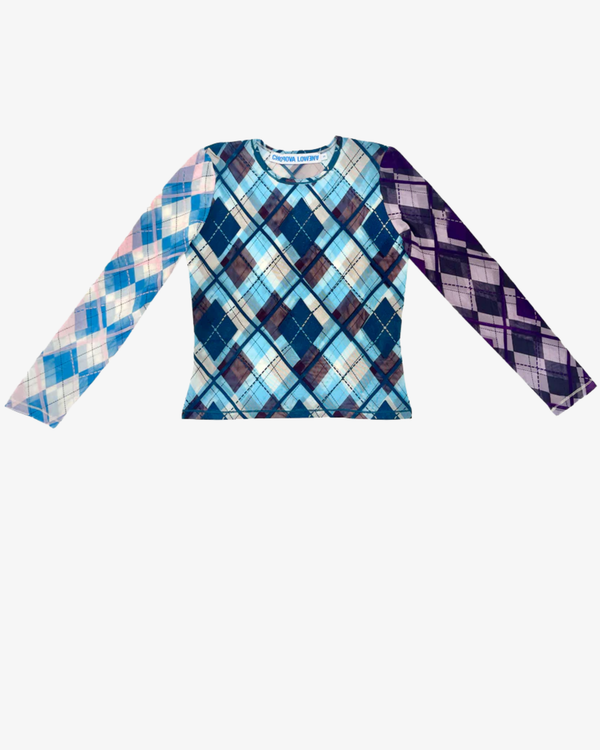 Chopova Lowena - Women's Clubhouse Flocked Mesh Long Sleeve Top - (Blue)