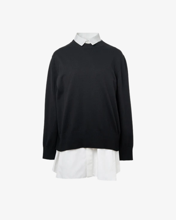 SACAI - Women's Poplin X Cotton Knit Dress - (Black004)