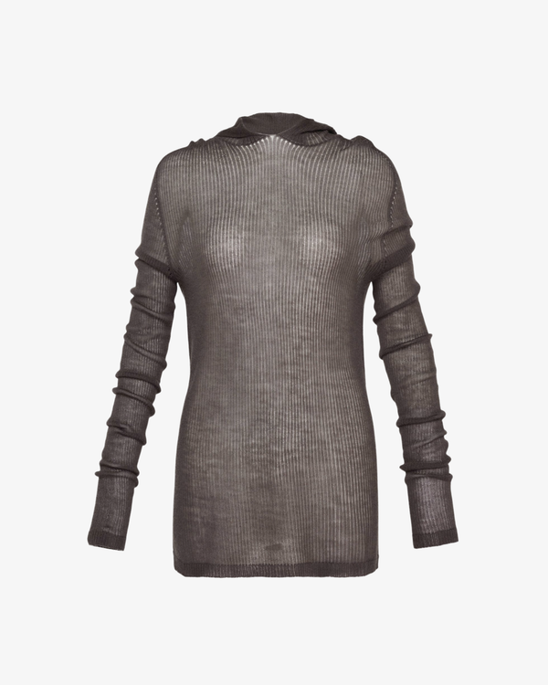 RICK OWENS - Women's Hooded Long Sleeve Tee - (Dark Brown)