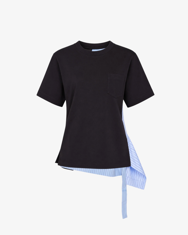 SACAI - Women's Poplin X Cotton Jersey T-Shirt - (Light Blue)