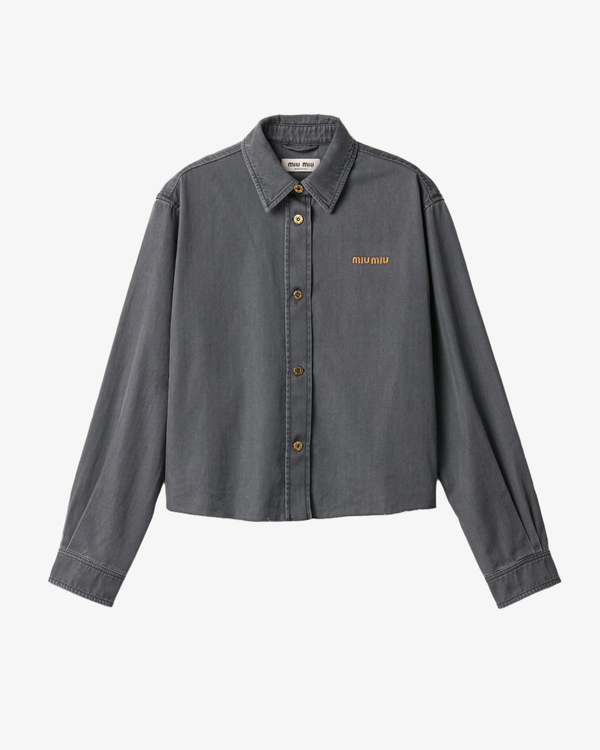 MIU MIU - Women's Grey Light Denim Shirts - (Black Heather)