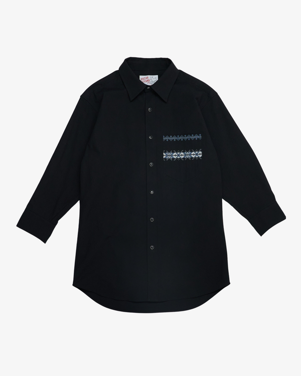 OSCAR OUYANG - Men's Black Rolled-Up Sleeve Shirt - (Black)