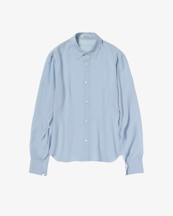 AURALEE - Women's Airy Silk Georgette Shirt - (Light Blue)