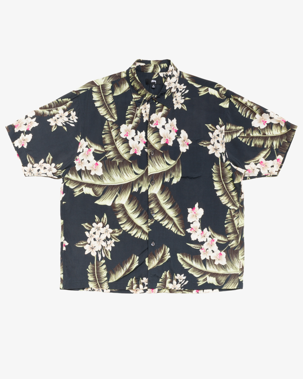 Stüssy -  Men's Hawaiian Floral Short Sleeve Shirt - (Black)