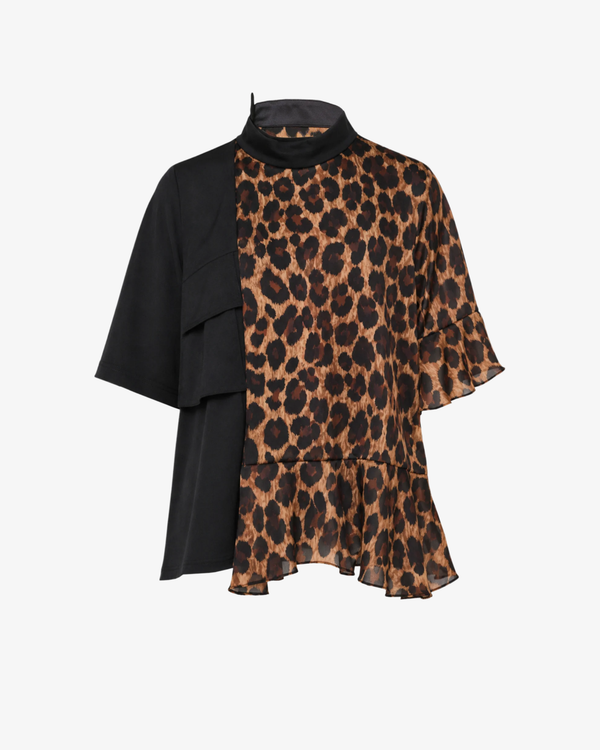 SACAI - Women's Leopard X Suiting Blouse - (Animal Print)