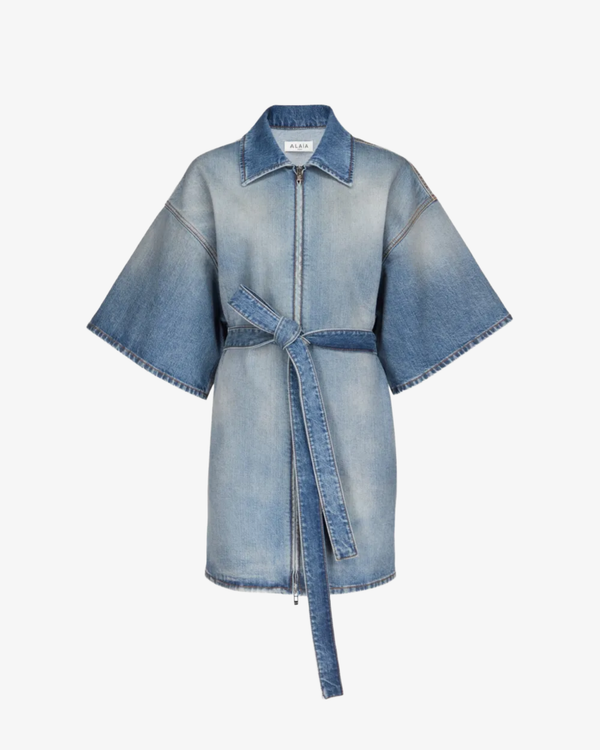 Azzedine Alaia_ALAÏA - Women's Belted Dress - (Denim)_DRESSES