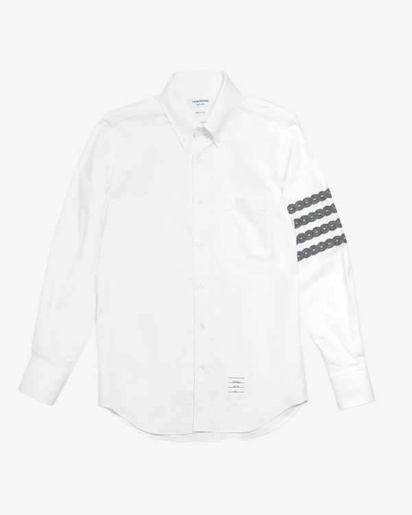 Thom Browne - Men's Straight Fit Button-Down Long Sleeve Shirt - (White)