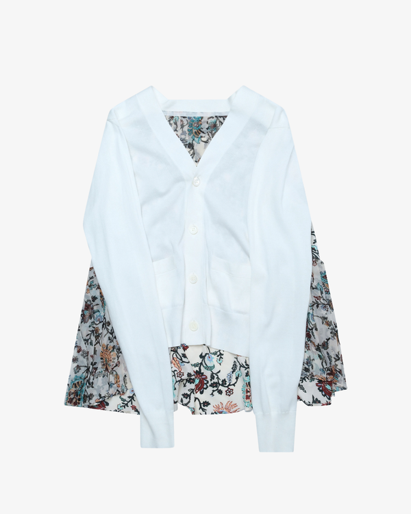 SACAI - Women's Floral Print X Cotton Knit Cardigan - (White)