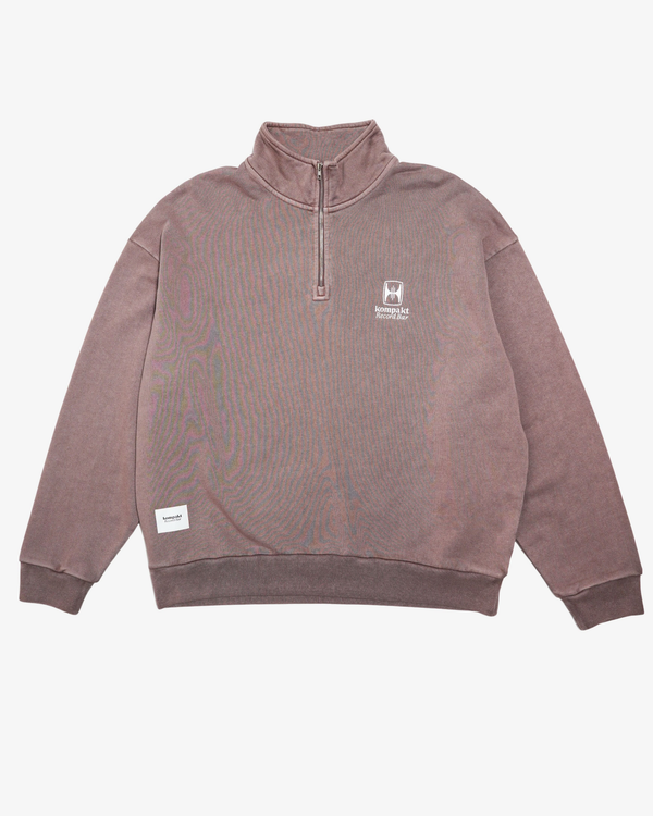 Kompakt Record Bar - Men's Washed Embroidered Half Zip-Up - (Burgundy)