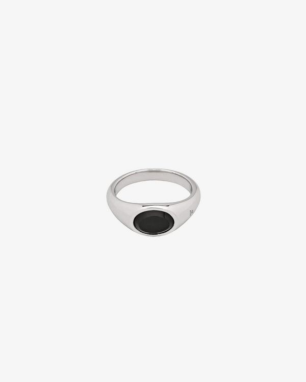 Tom Wood - Joe Ring Polished Onyx - (Silver)