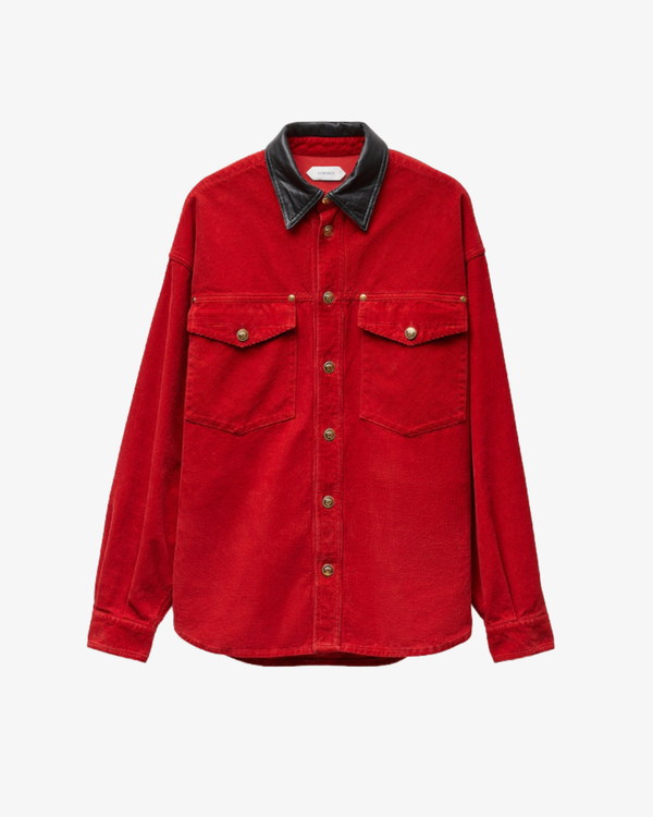 VERSACE - Men's Shirt Denim Garment-Dyed Velvet Fabric - (Red)