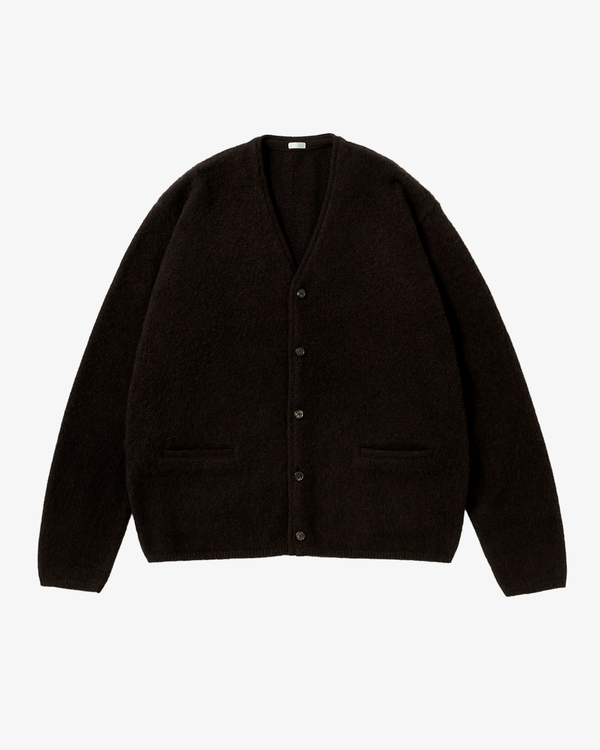 A.Presse - Brushed Cashmere Middle Gauge Cardigan - (Brown)
