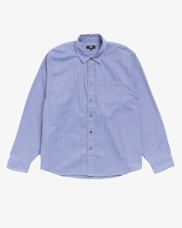 Stüssy - Men's Oxford Long Sleeve Shirt - (Blue Stripe)