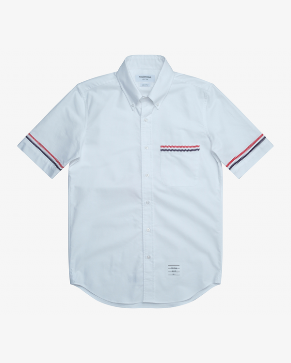 Thom Browne - Men's Straight Fit Pc Bd Short Sleeve Shirt - (White)