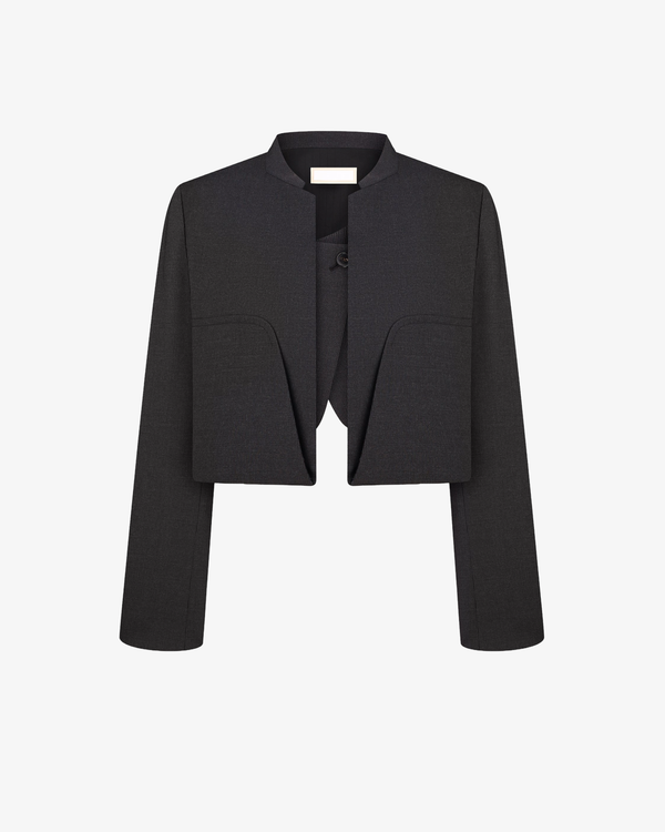 LITKOVSKA - Women's Double-Layer Deconstructed Cropped Jacket - (Dark Grey)
