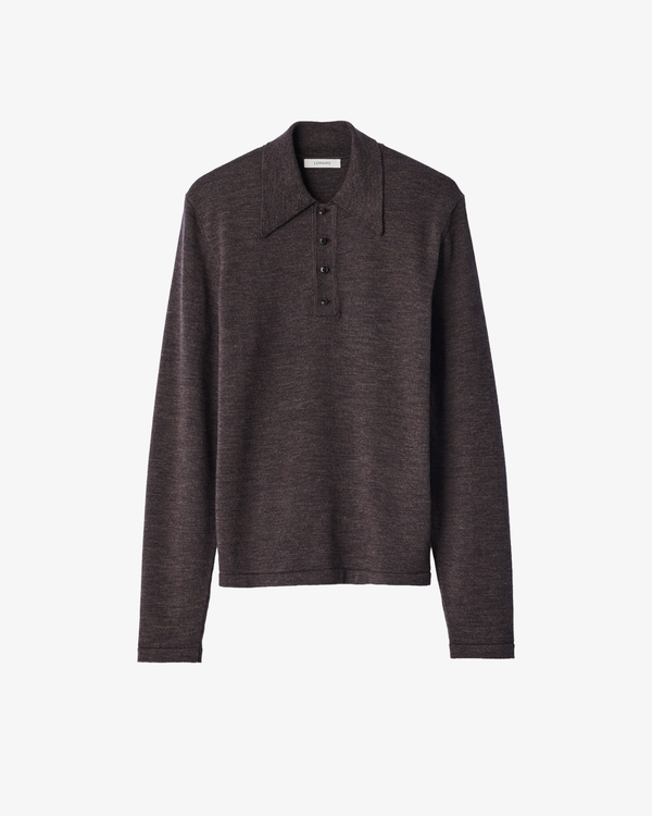 Lemaire - Men's Ls Knitted Polo Top - (Dark Brown)