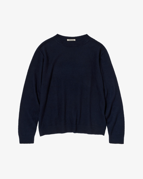 AURALEE - Men's Brushed Cashmere Cotton Knit P/O - (Navy)