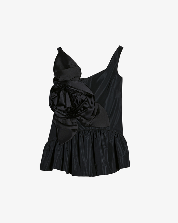 Simone Rocha_SIMONE ROCHA - Women's Pressed Rosette Tilted Neck Peplum Top - (Black)_WOVEN TOPS