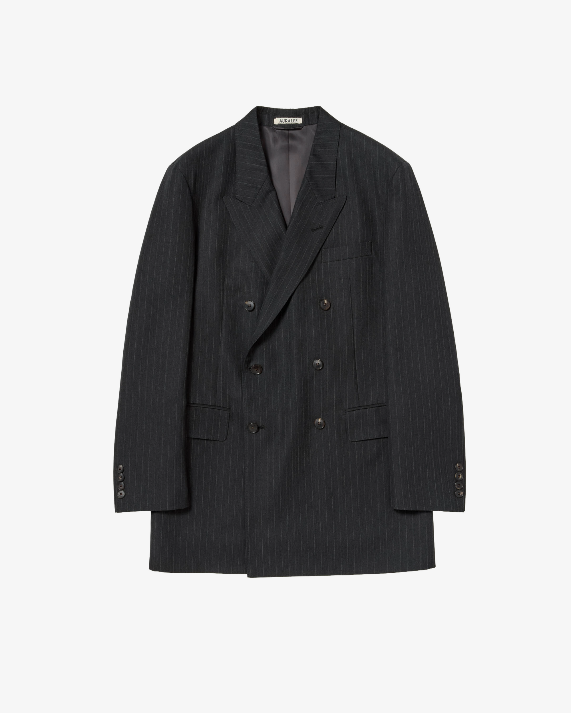 AURALEE: Women's Bluefaced Wool Double-Breasted Jacket (Charcoal AURALEE: Women's Bluefaced Wool Double-Breasted Jacket (Charcoal