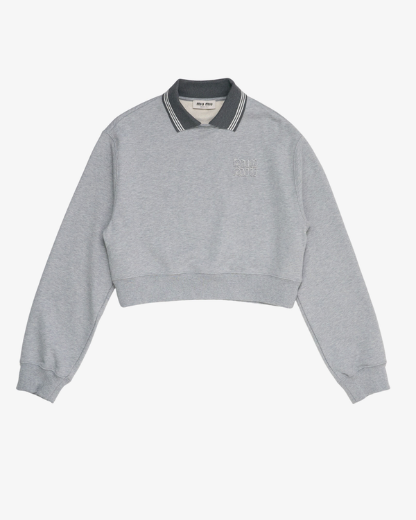 Miu Miu_MIU MIU - Women's Felpa Melange Sweatshirt - (Light Grey)_SWEATSHIRTS