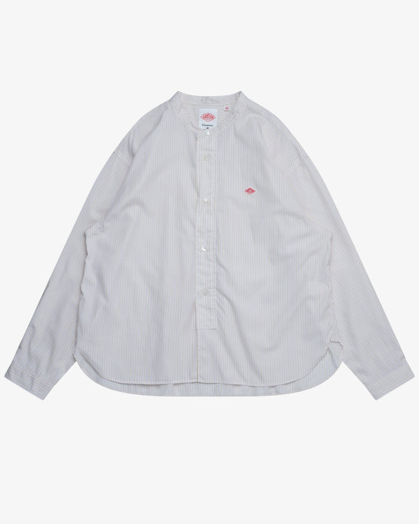 DANTON - Men's Band Collar Shirt - (Stripes)
