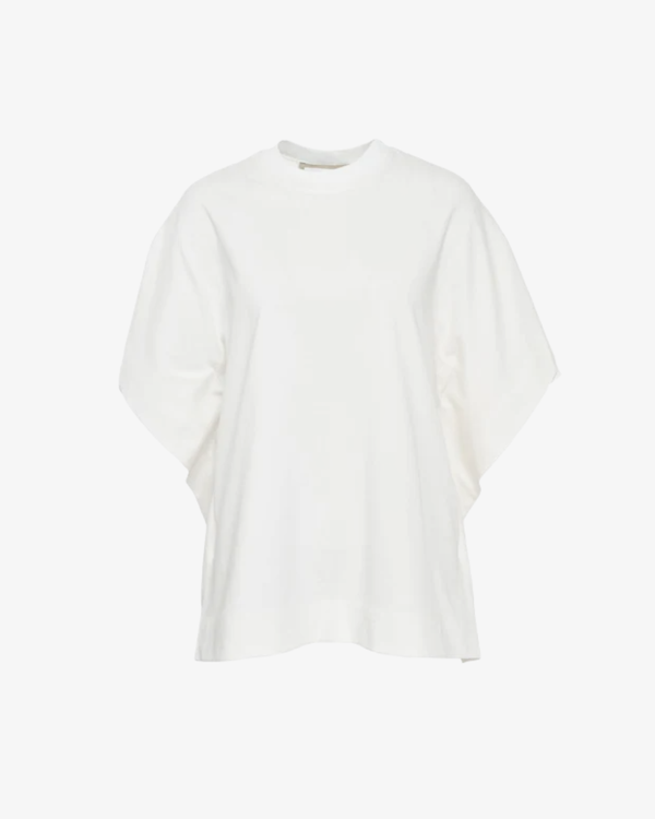 LITKOVSKA - Women's Capelet Overlay Cotton T-Shirt - (White)