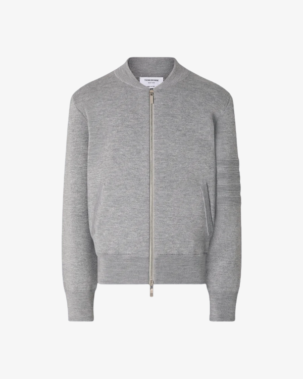 Thom Browne - Men's Milano Stitch Zip Up Bomber Jacket - (Light Grey