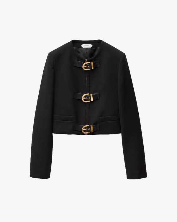 VERSACE - Women's Natté Wool Crop Jacket - (Black)