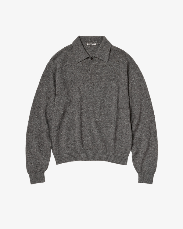 AURALEE - Men's Cashmere Nep Knit Polo - (Grey)