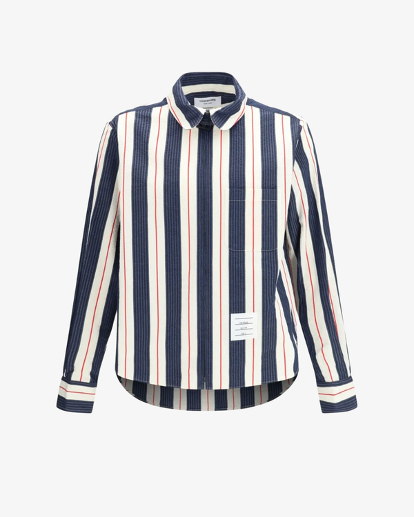 Thom Browne_Thom Browne - Men's Round Hem Zip Up Shirt - (Stripes)_SHIRTS