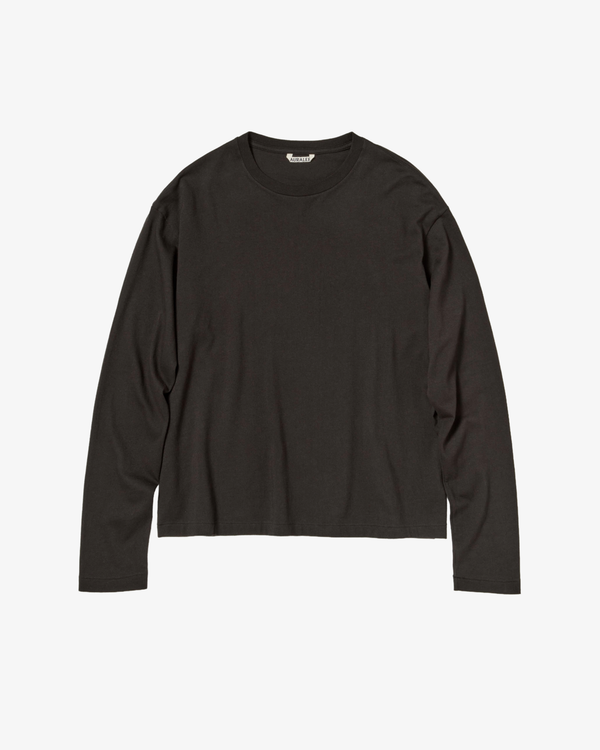 AURALEE - Men's Brushed Organic Cotton Jersey Long Sleeve Tee - (Black)