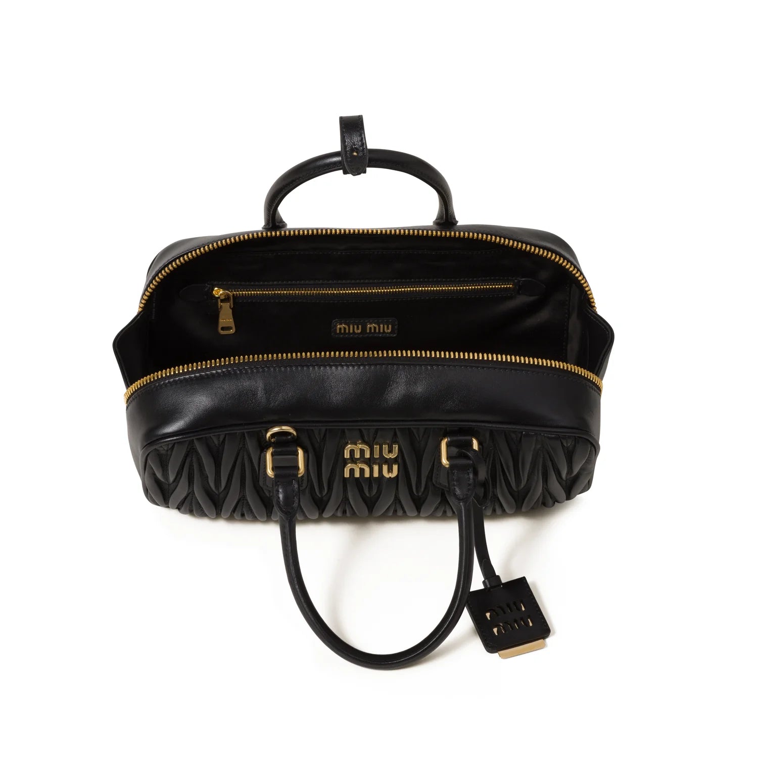 Miu Miu Matelassé Nappa Leather Top-handles Bag in Black