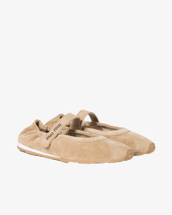 MIU MIU - Women's Scamosciato 1 Mary Jane Sneaker - (Beige)