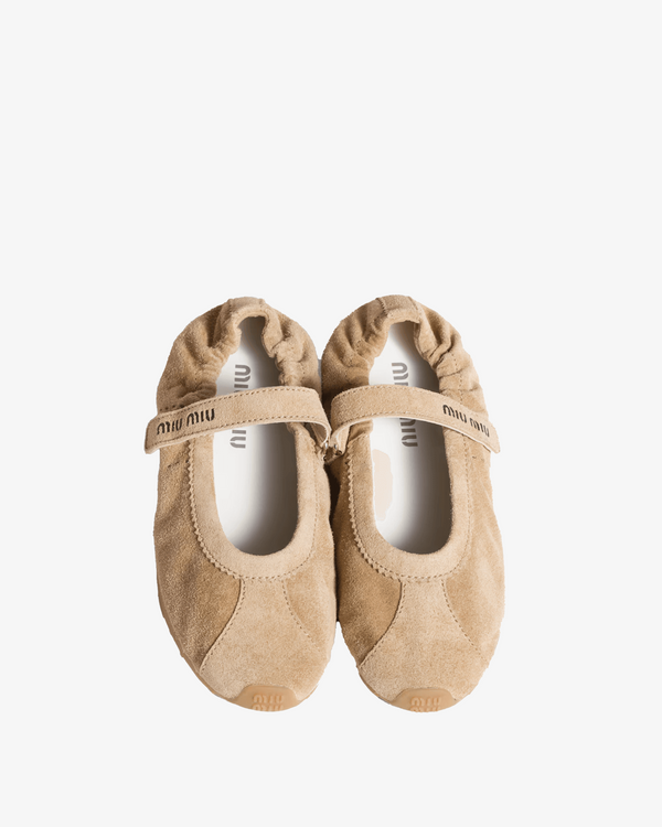 MIU MIU - Women's Scamosciato 1 Mary Jane Sneaker - (Beige)