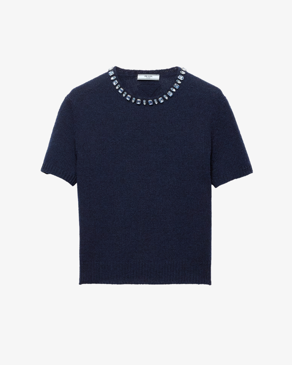 Prada - Women's Wool And Cashmere Crew-Neck Sweater - (Navy)