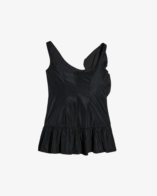 Simone Rocha_SIMONE ROCHA - Women's Pressed Rosette Tilted Neck Peplum Top - (Black)_WOVEN TOPS