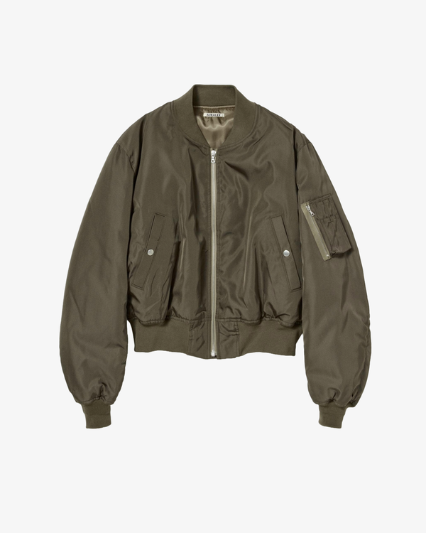 AURALEE - Men's High Density Silk Twill Flight Blouson - (Dark Olive)