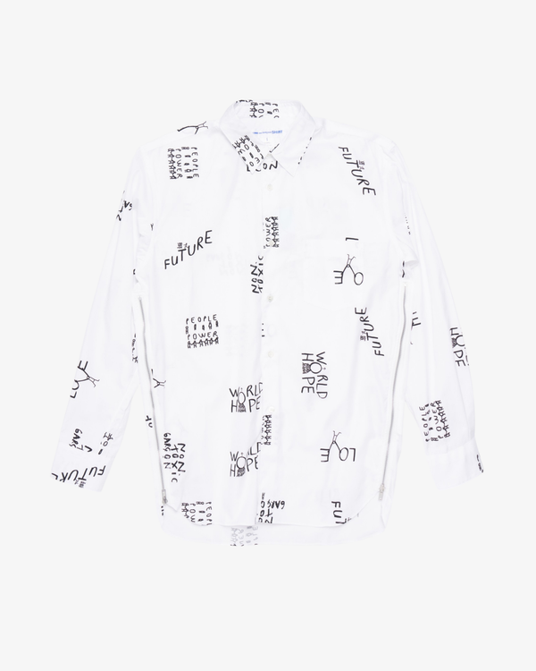 CDG Shirt - Men's Printed Cotton Poplin - (White)