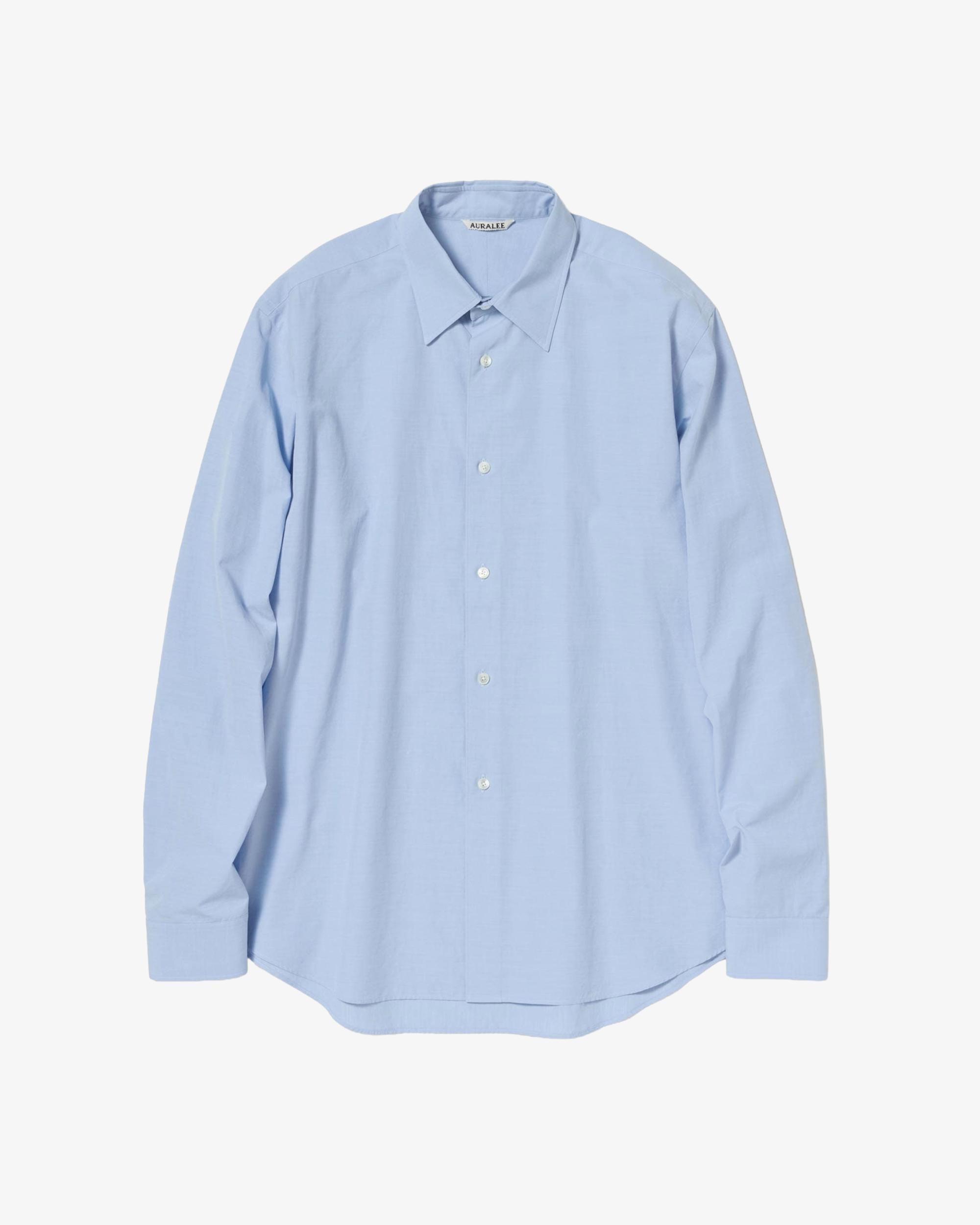 AURALEE: Men's Washed Finx Weather Chambray Shirt (Light Blue